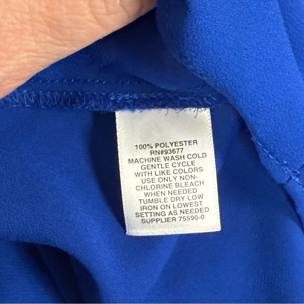 Worthington Woman 1X Royal Blue Split Neck Blouse 3/4 Sleeve Workwear Top - Picture 6 of 7